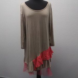 Lady Noiz Tan Dress with Pink Fringe